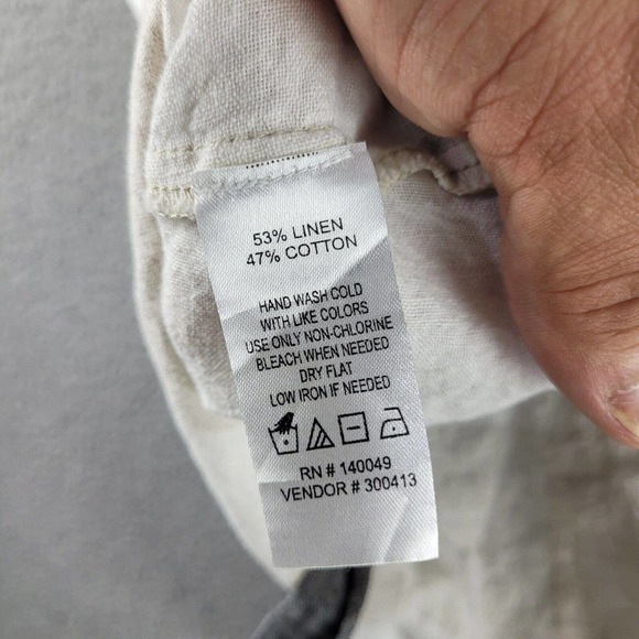 Chadwicks Of Boston Shirt Womens Medium Beige White Plaid Linen Blend Sleeveless - Picture 8 of 9